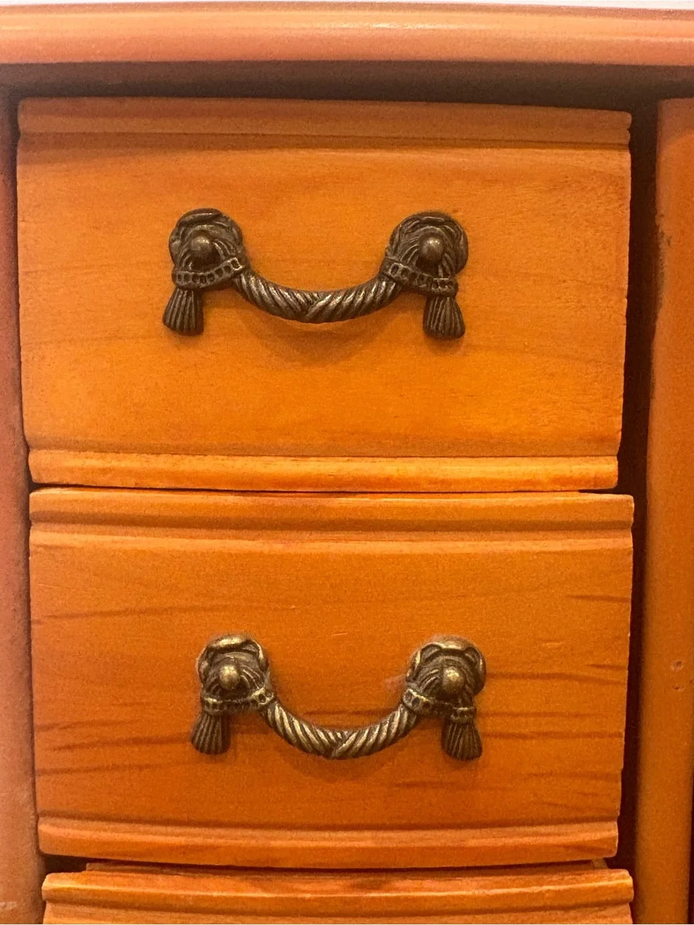 Vintage Wooden Jewelry Box with Glass Door with Four Boxes